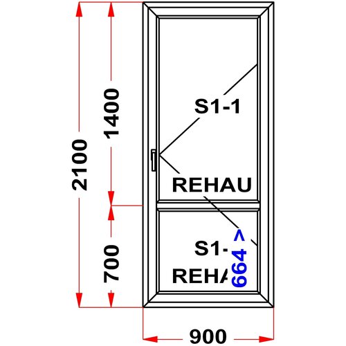 Балконная дверь ПВХ REHAU (2100 x 900)