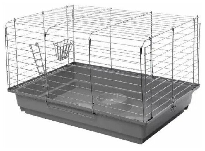 Дарэлл Клетка для кроликов и морских свинок ECO "Роджер" №2, укомплектованная, цвет серый/хром 58*40*38см - фотография № 4