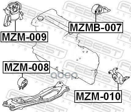 Сайлентблок Задней Подушки Двигателя Febest арт. MZMB-007