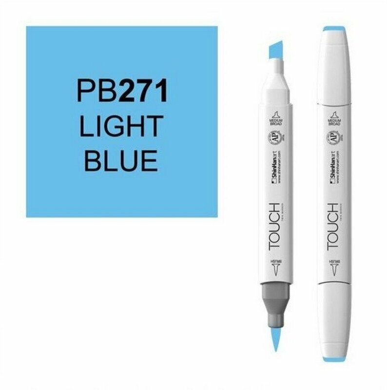 Маркер Touch brush двухсторонний светло-синий, 1079380
