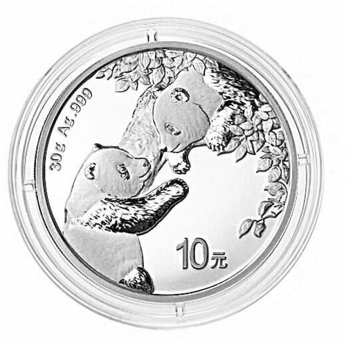 Серебряная монета 10 юаней в капсуле 999 пробы (30 г чистого серебра) Панда. Китай, 2023 г. в. Proof серебряная монета в капсуле 10 юаней 10 летие банка пекина 999 пробы панда китай 2006 г в proof