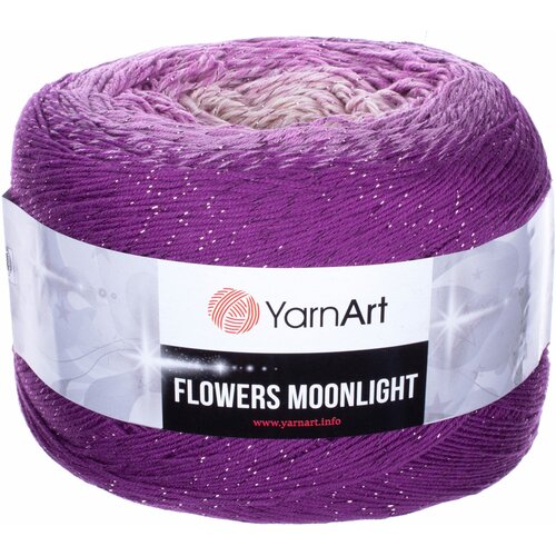 фото Пряжа yarnart flowers moonlight лиловый-розовосиреневый-молочный (3290), 53%хлопок/43%акрил/4%металлик, 1000м, 260г, 2шт