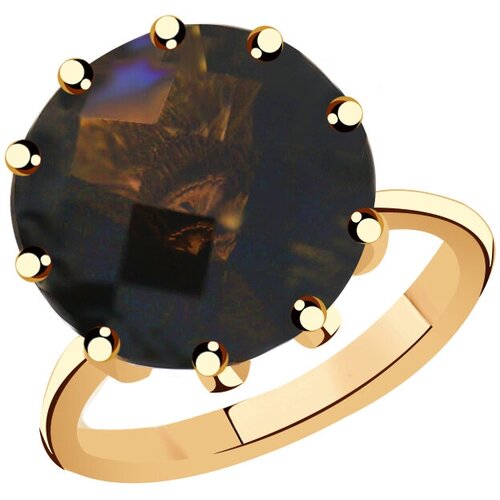 Кольцо Diamant online, золото, 585 проба, раухтопаз, размер 18.5