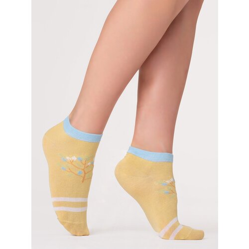 Носки Giulia, размер 36-40, желтый, горчичный женские хлопковые носки с абстрактными рисунками весна лето осень 2021