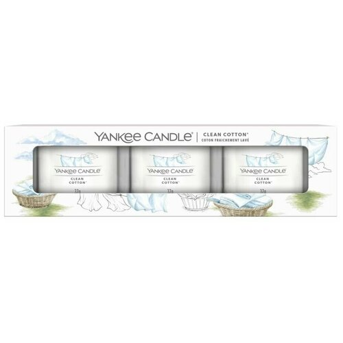 Подарочный набор из 3 свечей Yankee Candle Votive Clean Cotton