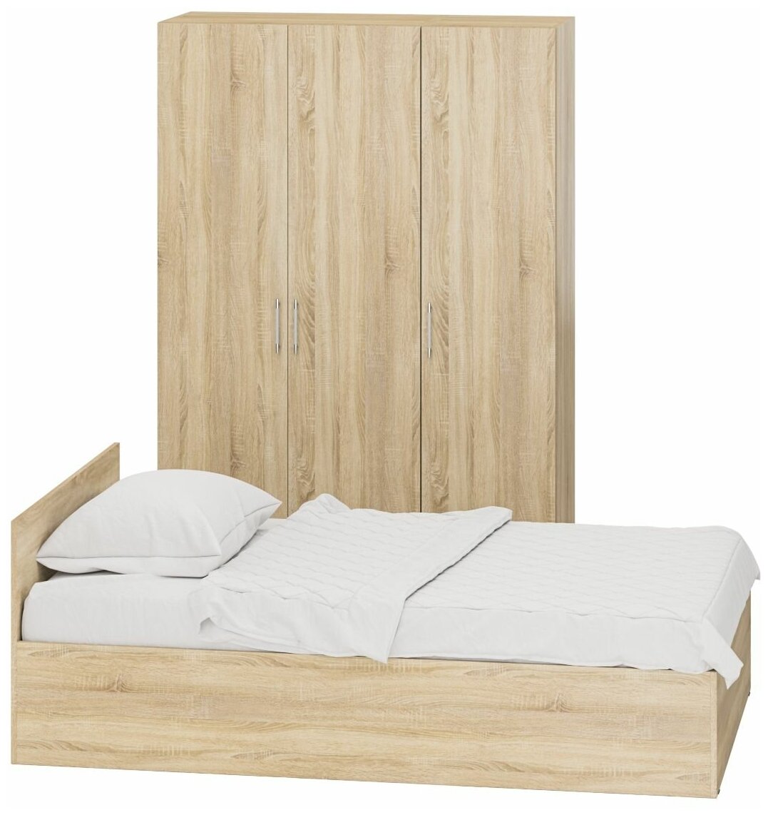 Спальный гарнитур № 1 Стандарт с кроватью 1200, цвет дуб сонома, спальное место 1200х2000 мм, без матраса, основание есть