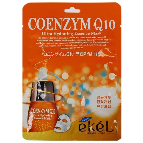 EKEL Тканевая маска для лица с коэнзимом Coenzym Q10 Ultra Hydrating Essence Mask тканевая маска для лица ультраувлажняющая aqua ultra hydrating essence mask 25г