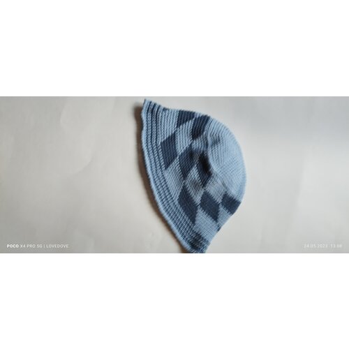 Берет федора  демисезонный, размер 58, голубой