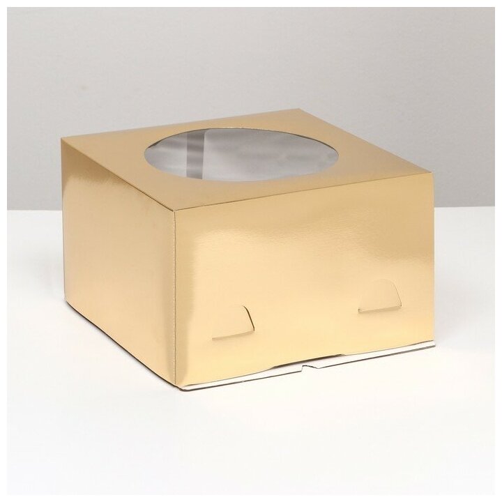 Кондитерская упаковка с окном, золотой, 30 х 30 х 19 см