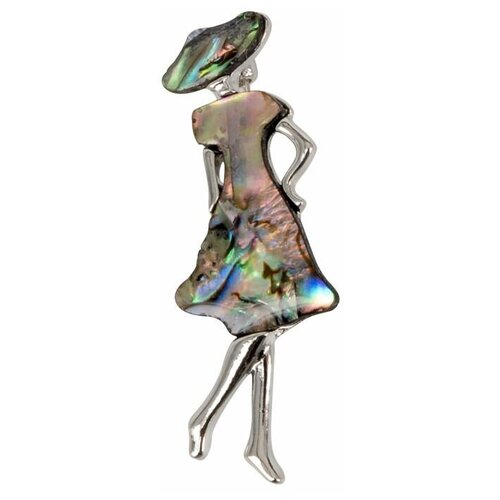 фото Брошь бижутерная девушка (замок-булавка, серебристый) 55172 otokodesign