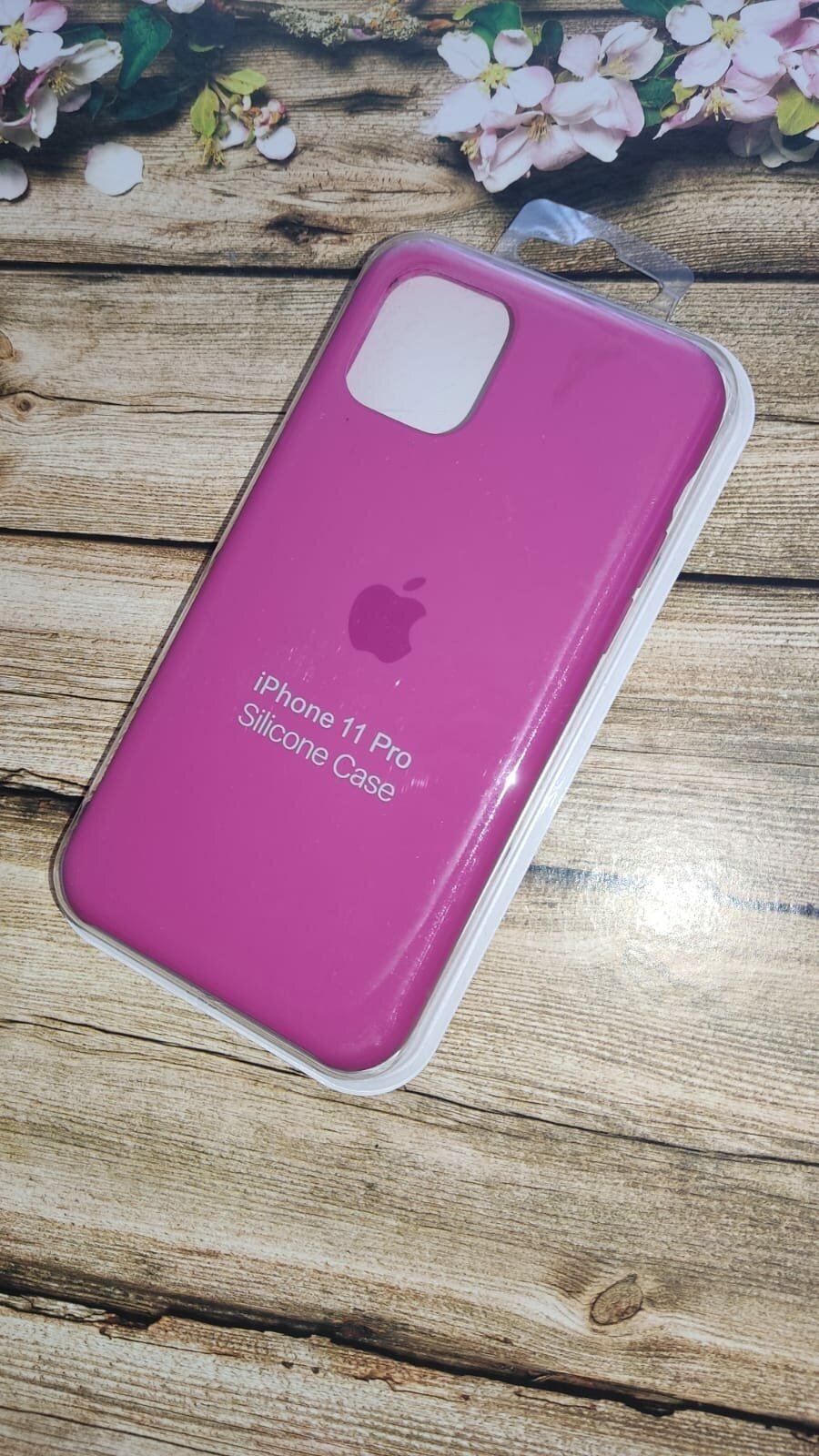 Силиконовый чехол-накладка для iPhone 11 Pro, ярко-розовый, с микрофиброй внутри