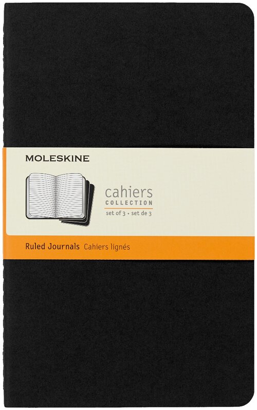 Moleskine Блокнот CAHIER JOURNAL QP316 Large 130х210мм обложка картон 80стр. линейка черный (3шт)