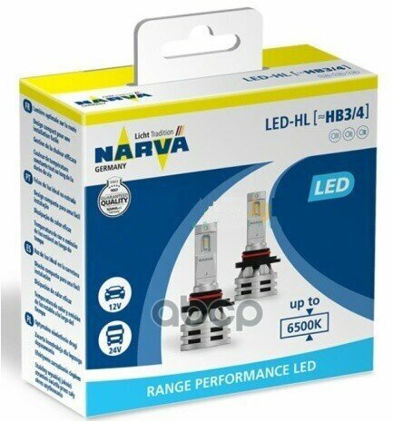 Комплект Ламп Светодиодных Led Hb3, Hb4 Range Performance 6500K Narva арт. 18038