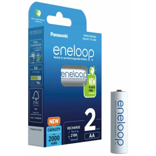 Аккумулятор Panasonic eneloop BK-3MCDE/2BE 2000mAh AA R6 аккумулятор ni mh 1000 ма·ч 1 2 в smartbuy aa rechargeable 1000 в упаковке 2 шт