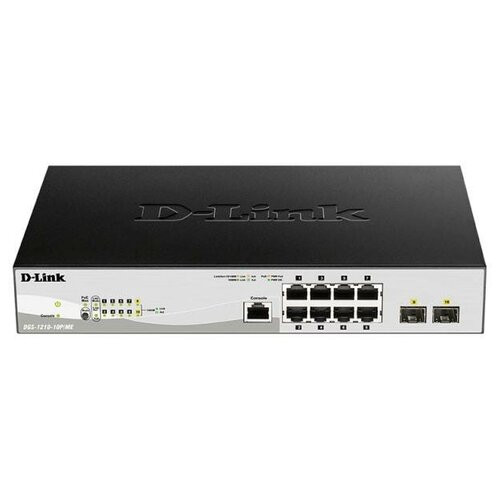 Коммутатор D-Link DGS-1210-10PMEB1A 8G 2SFP 8PoE управляемый 2996300₽