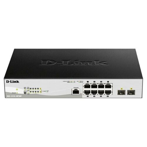 Коммутатор D-Link DGS-1210-10P/ME/B1A 8G 2SFP 8PoE управляемый коммутатор d link dgs 1210 10p me b1a 8g 2sfp 8poe управляемый