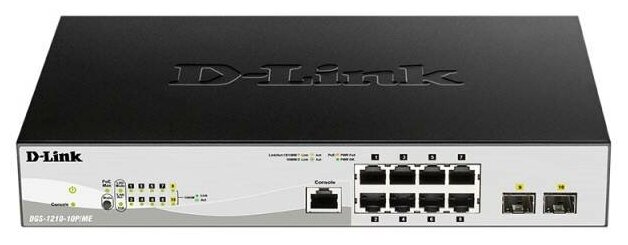 Коммутатор D-Link DGS-1210-10P/ME/B1A Управляемый коммутатор 2 уровня с 8 портами 10/100/1000Base-T с поддержкой