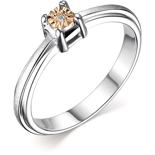 фото Серебряное кольцо алькор с золотой накладкой и бриллиантом 01-3011/000б-00 diamant-online