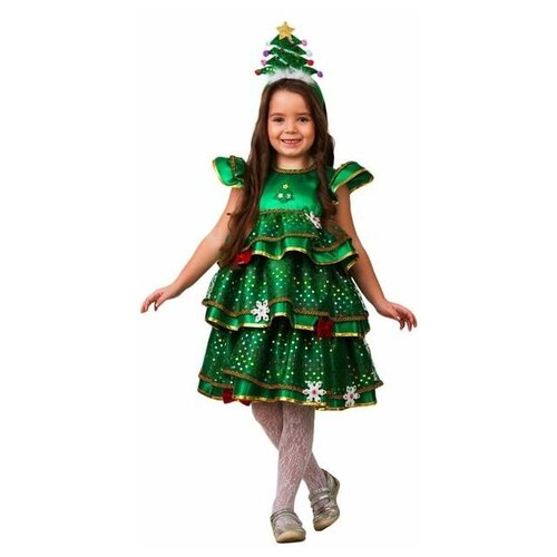 фото Карнавальный костюм «ёлочка-малышка», сатин, платье, ободок, размер 28, рост 110 см mikimarket
