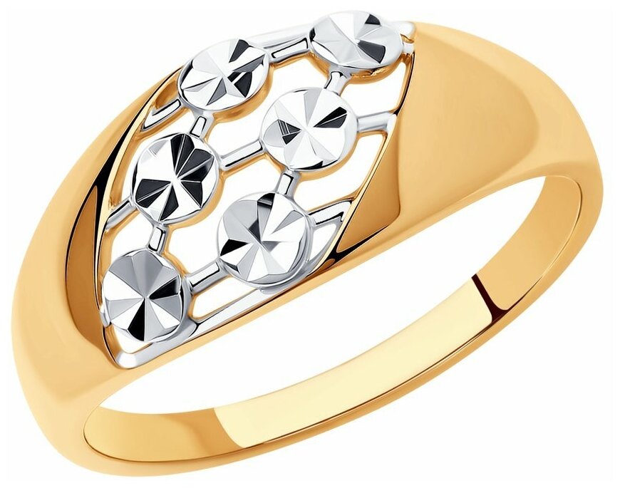 Кольцо из золочёного серебра с и алмазной гранью 93-110-00764-1 