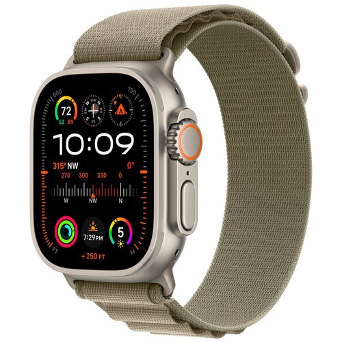 Apple Watch Ultra 2 49mm Titanium Case with Olive Alpine Loop Band - Small (GPS + Cellular) умные часы dtno i смарт часы smart watch 8 серии ultra серые 49mm цвет серый