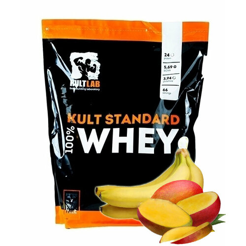 Сывороточный протеин Kultlab Whey KultStandart, Банан-Манго, 2000 гр сывороточный протеин kultlab whey kultstandart клубника банан 2000 гр