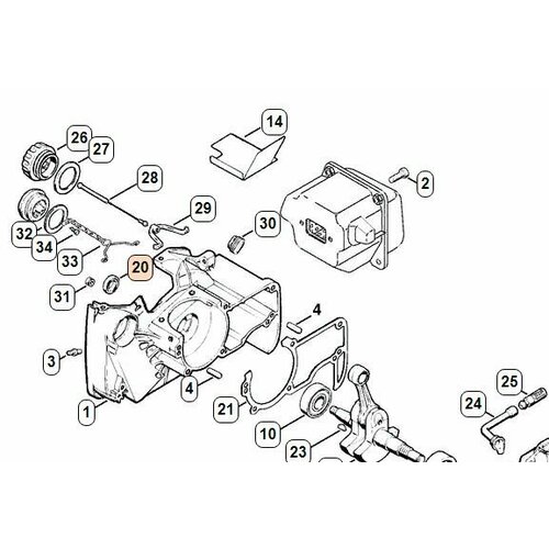 Сальник коленвала Stihl MS 461, GS 461 (13,5х20х4) левый 96400031355