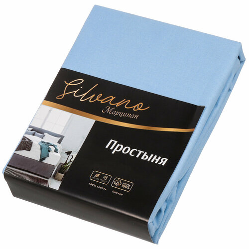 Простыня 15-сп 150 х 220 см 100хл попл голуб Silvano Марципан 1554₽