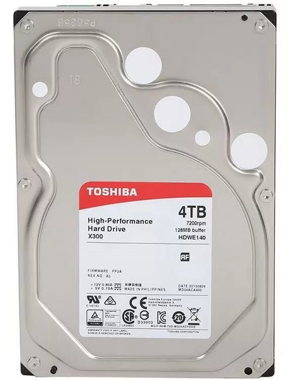 Жесткий диск SATA Toshiba X300 4TB 7200rpm, 128Mb HDWE140EZSTA