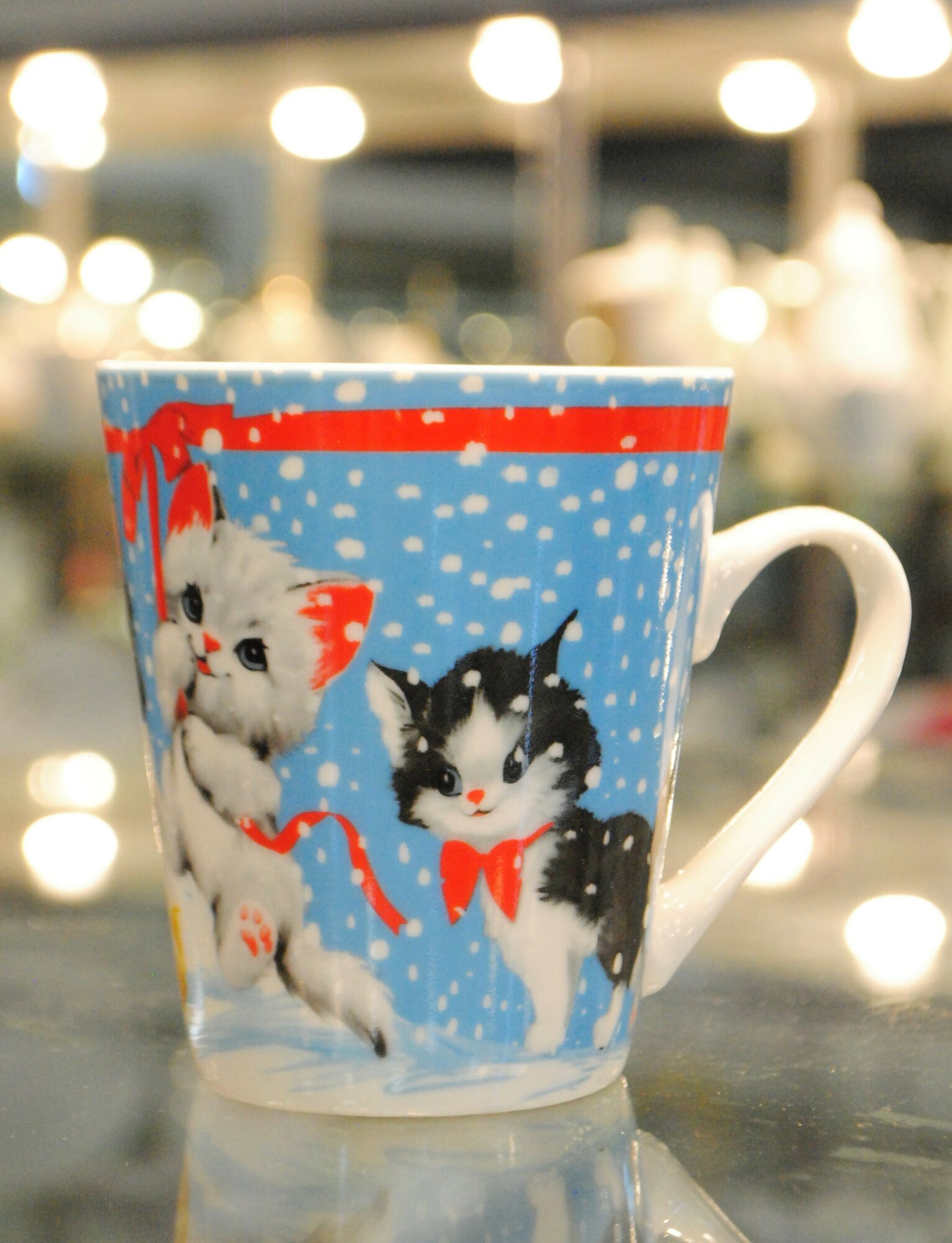 Чашка детская новогодняя федерация 350 мл фарфоровая с дизайном Котейки в снегу