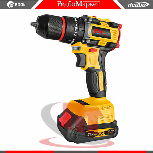 Дрель-шуруповерт аккумуляторная ударная Edon AD-21PBL бесщеточная 6580₽