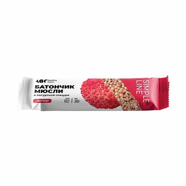Батончикмюсли личи в йогуртовой глазури ABC Healthy Food 30г