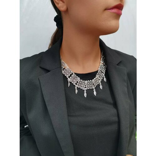 Колье, длина 50 см, серебристый