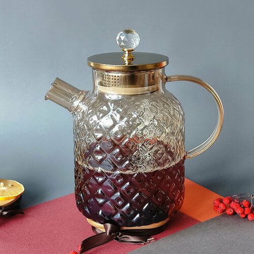 Чайник стеклянный заварочный 15л метал крышка ситечко Baizheng 837₽