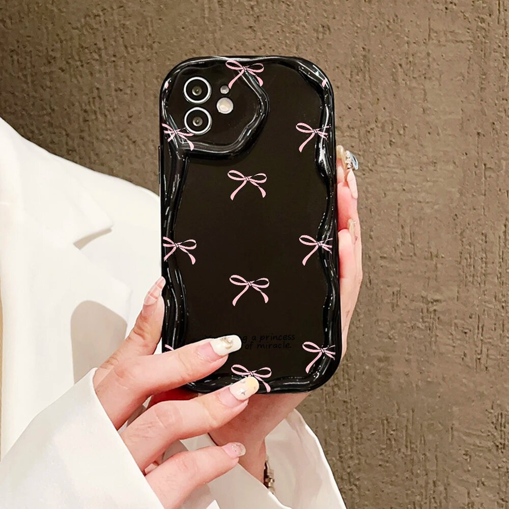 Чехол для телефона с волнистым краем для iPhone 11 Fundas iPhone 15 Pro Max 11 12 13 14 X XR XS Max 7 8 Plus SE 2020 2022 Soft Butterfly Fundas, BlackRF16, 7-8-SE 2020-SE 2022