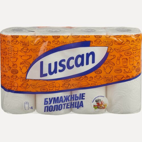 Изображение товара Полотенца бумажные 2-слойные Luscan, рулонные, 4 рул/уп, 1 уп.