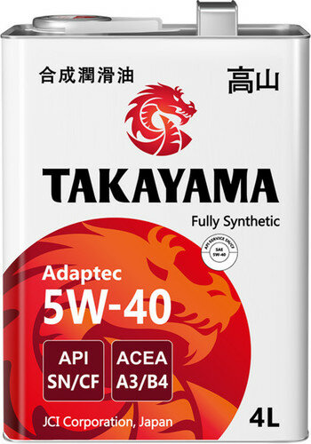 TAKAYAMA Adaptec SAE 5W-40 API SN/CF ACEA A3/B4 4л металл (605587)