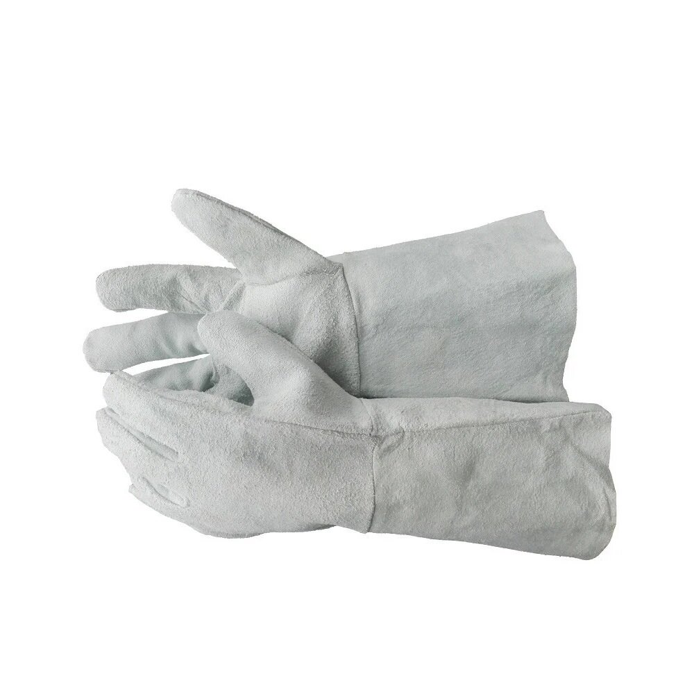 Краги сварщика защитные без подкладки из высококачественного спилка пятипалые серые размер 10.5 / строительство и ремонт