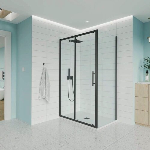 Изображение товара Душевой уголок Veconi Evo SP B, 150х110, стекло прозрачное, профиль черный матовый