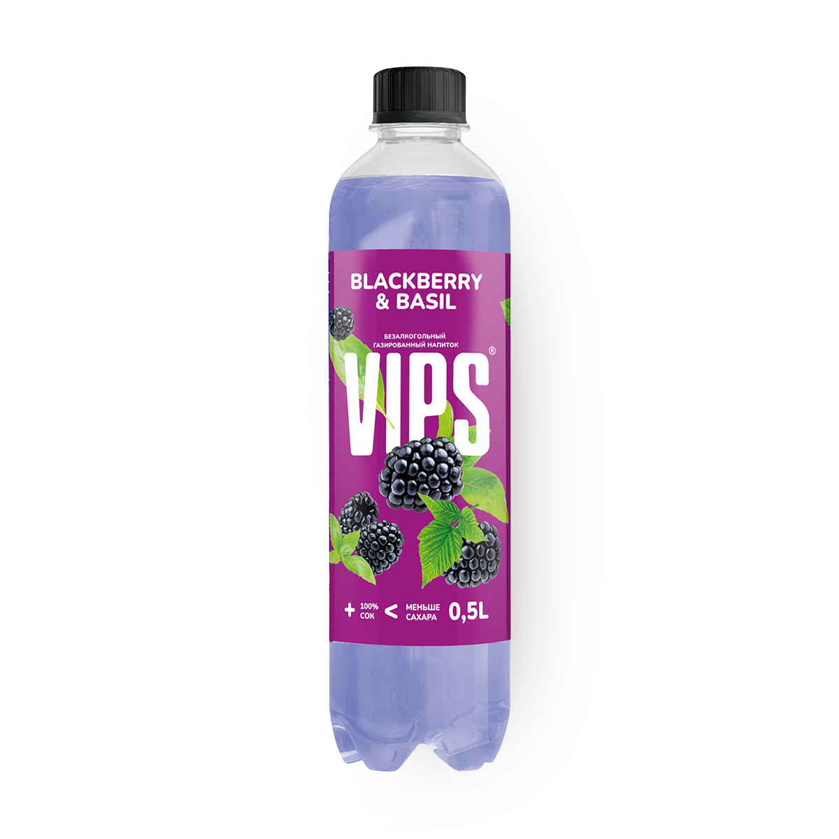Напиток Vips "Ежевика-Базилик", газированный, пластиковая бутылка, 0,5 л