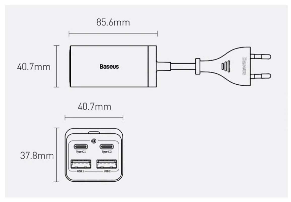 Сетевое зарядное устройство Baseus GaN3 Pro Desktop Fast Charger, 2C+2U 65W (CCGP040101) Черный — фото 1