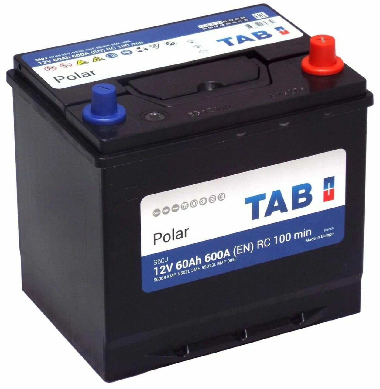 Автомобильный аккумулятор Tab Polar S 60 А. ч (600А 232x173x225) D23 обр. 246861 56068 — фото 1