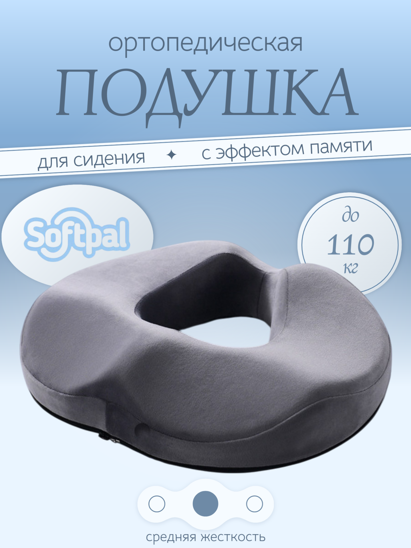 Подушка ортопедическая на кресло, стул с эффектом памяти, для беременных, для позвоночника и геморроя