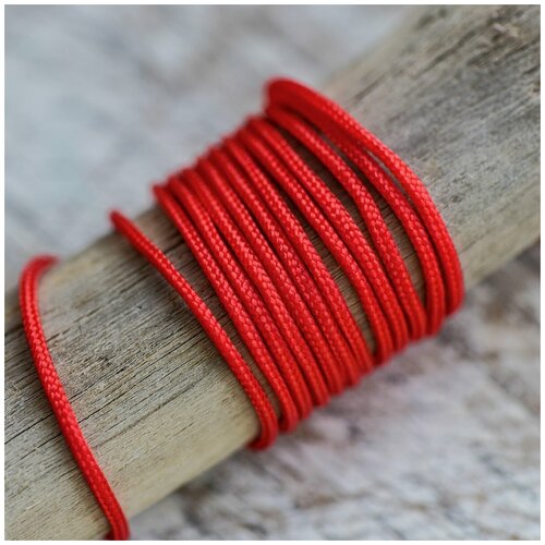 Шнур полиэстер 25 метров для рукоделия / браслетов, цвет красный, 1 мм