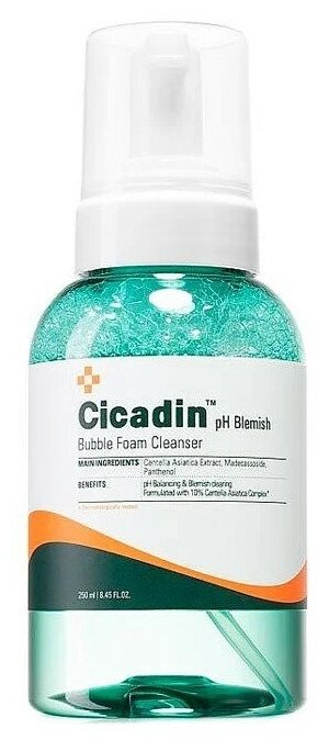 Очищающая пузырьковая пенка с центеллой для лица Cicadin pH Blemish Bubble Foam Cleanser 250 мл