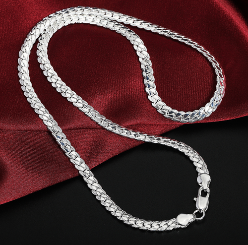 Чокер -Ожерелье цепочка дизайнерское благородное Silver, длина 50 см, серебряный