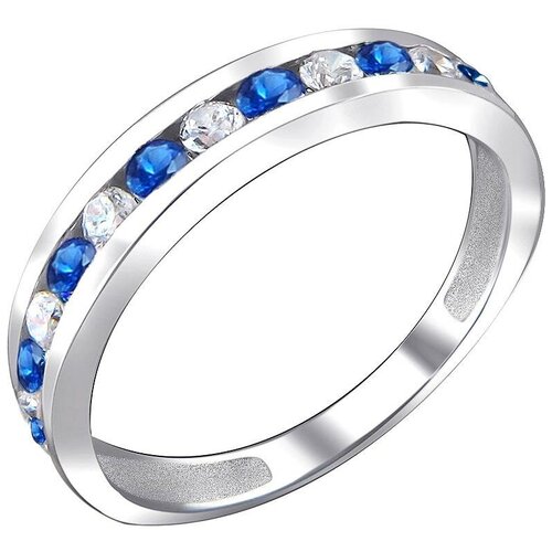 фото Эстет кольцо с фианитами и сапфирами из серебра 01к254829-1, размер 17.5