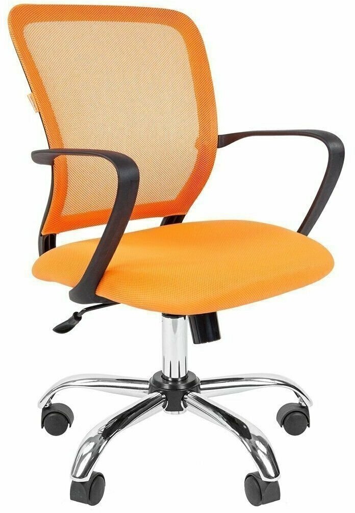 Офисное кресло CHAIRMAN 698 с хромированной крестовиной, ткань/сетка, оранжевый