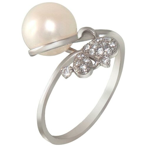 фото Эстет кольцо с жемчугом и фианитами из серебра л8к3519491, размер 18