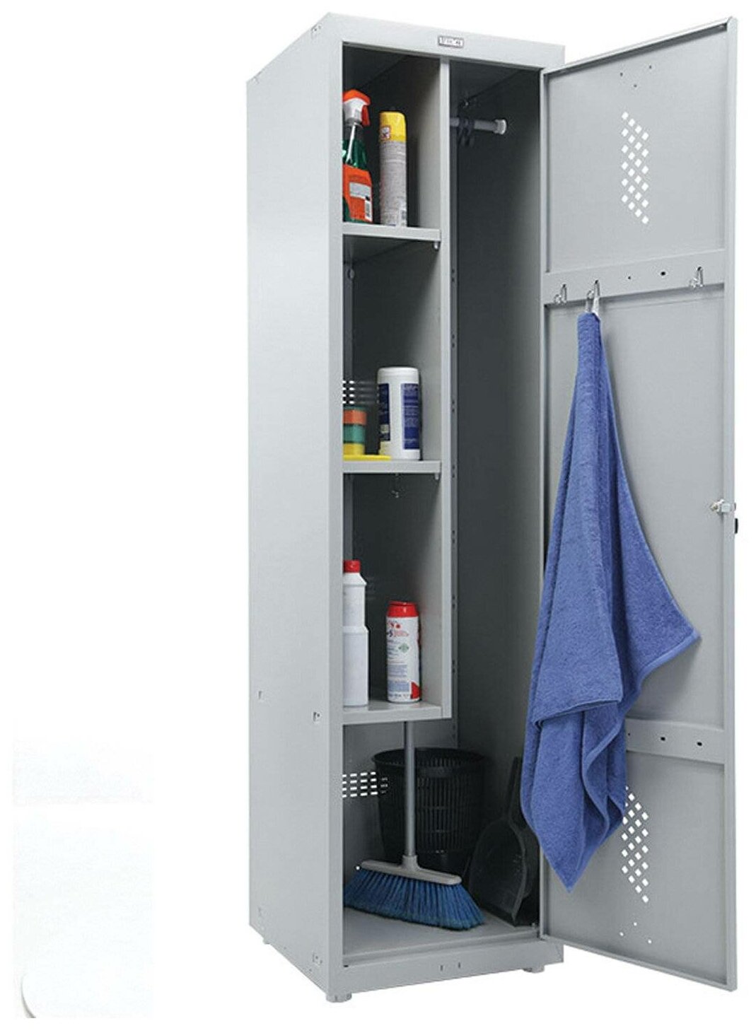 Шкаф металлический для раздевалок ПРАКТИК LS-11-50 для хранения одежды, шкаф локер, 3 полки, с ключевым замком, модульный, ВхШхГ: 1830x500x500 мм - фотография № 6